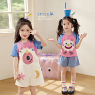 LUSON小O寶童裝 寶寶t恤套裝女洋氣2025夏新款小怪獸女童短褲套裝