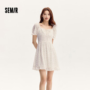 森馬（Semir）【連衣裙合輯】夏天女法式慵懶風(fēng)裙子復(fù)古學(xué)院風(fēng)針織裙雪紡碎花裙 A款甜美碎花裙-白紅色調(diào)00316 M