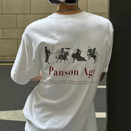 杰米克杰米克2025新款美式港風印花白灰色短袖T恤男女夏季純棉重磅上衣 優(yōu)質新疆棉短袖白08 M