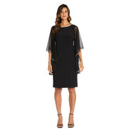 R&M RichardsRichards 及膝緊身連衣裙 帶雪紡蝴蝶袖和水鉆飾邊 電藍色 14