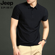 JEEP SPIRIT吉普冰絲polo衫男錦綸氨綸速干男士短袖t恤夏季中青年商務(wù)體恤 1199黑色 M 建議100-120斤