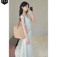 HUALIN FASHION廣州十三行碧蓮茜收腰連衣裙修身包臀微胖a型長裙御姐風(fēng)春季女裝 薄荷曼波長款連衣裙 【方領(lǐng)后背 L