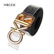 Cmierf Kuect（中國CKIR）時(shí)尚百搭商務(wù)休閑皮帶耐用頭層牛皮耐用褲腰帶自動(dòng)扣 金色 125cm CKIR-P1008