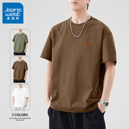 真維斯（JEANSWEST）純棉短袖男士t恤2025新款夏季港風(fēng)潮流穿搭半袖青少年五分袖上衣 深棕 永恒標簽_K 3XL