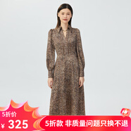 哥弟真的好（GIRDEAR）女裝翻領(lǐng)收腰鎖鏈花紋高腰連衣裙A500180 咖 L (4碼)