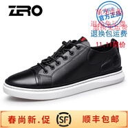 零度Zero意大利零度男士休閑板鞋 2019夏季時(shí)尚潮鞋柔軟舒適透氣真皮 A款-黑色 41