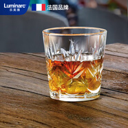 樂(lè )美雅（Luminarc）威士忌酒杯洋酒杯水杯玻璃杯套裝加厚雕花款安納西直身杯300ml*6
