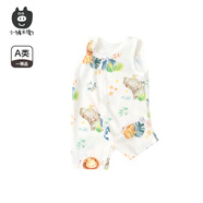 小豬大衛(wèi) PECODAVID小豬大衛(wèi)新生兒連體衣夏季100%棉可愛無骨爬服男女寶寶輕薄哈衣 樹林動物會【無袖】 80cm
