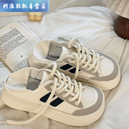 儷韻小屋（LIYUNHOUSE）小眾設(shè)計(jì)芒果頭大頭帆布鞋女厚底復(fù)古港風(fēng)百搭半拖小白 白色 37