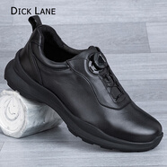 DICK LANE 迪克.雷恩品牌皮鞋男2025新款男鞋旋轉(zhuǎn)扣免系頭層牛皮休閑皮鞋跑步運(yùn)動(dòng)鞋男 黑色 四季款 39 標(biāo)準(zhǔn)皮鞋碼