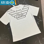 鯨美多混的人短袖25短袖潮牌夏季網紅高品質修身精神顯瘦小伙美式休閑情 老鷹短袖白色 老鷹短袖白色 L 100-120斤