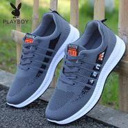 花花公子（PLAYBOY）軟底防臭男鞋子男士運動(dòng)鞋夏季透氣網(wǎng)鞋休閑鞋防滑工作鞋跑步潮鞋 M306深灰 40