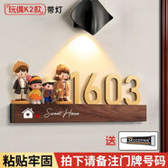 門牌號(hào)家用入戶門一戶一景2025年新款胡桃木可愛個(gè)性創(chuàng)意玩偶家庭一家三口四口裝飾門牌自粘 金色數(shù)字-K2款+蝙蝠感應(yīng)燈【送強(qiáng)力膠】 29.5x10cm