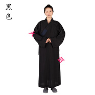 海清居士服 小袖海青咖啡色臺(tái)麻海青居士服男女同款僧衣僧服大褂小袖子青海禪修大褂春夏季薄款 黑色小袖海青臺(tái)麻面料 41碼身高172cm左右