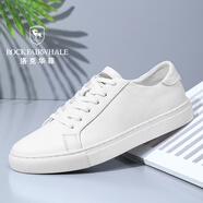 洛克華菲（Rock Fairwhale） 新品小白鞋男真皮板鞋潮男士休閑鞋透氣男鞋 B款白色 41