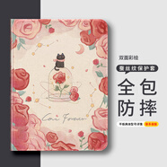 小寸心聯(lián)想M10保護(hù)殼10.3英寸平板套聯(lián)想啟天K10防摔蠶絲紋三擋調(diào)節(jié)書本款帶筆槽可愛卡通 【帶筆槽-玫瑰貓咪】 聯(lián)想啟天K10-10.3英寸