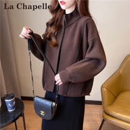 拉夏貝爾（La Chapelle）針織短外套女裝2025年春秋新款韓版寬松時尚小個子外套風(fēng)衣上衣女 咖啡色 M