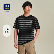 海瀾之家（HLA）短袖T恤男25年夏季新款經典條紋透氣親膚舒適休閑短袖 黑色條紋98 薄款 M (170)