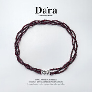 戴拉復古石榴石項鏈小眾設計多層鎖骨頸鏈925銀飾品高級百搭RYX3586