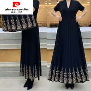 皮爾卡丹（pierre cardin）印花a字半身裙女中長(cháng)款顯瘦秋冬新款高腰毛線(xiàn)裙子針織裙大擺傘裙 太陽(yáng)花 L 建議105-115斤