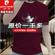 皮爾卡丹男裝新款短袖時(shí)尚創(chuàng  )意鴿印花T恤男士潮polo冰絲衫重磅100%純真棉 官方店旗艦酒紅 2XL 【建議140-155斤】