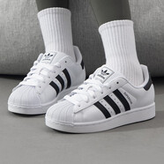 adidas阿迪達斯三葉草男鞋女鞋板鞋 25夏季新款情侶金標貝殼休閑鞋子女 白色貝殼頭黑標IH8659&JQ4098 40