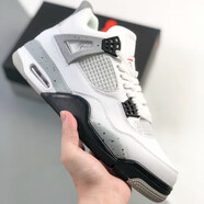 AJ4代 中幫復古休閑運動(dòng)文化籃球鞋男女籃球鞋運動(dòng)鞋 白灰 39
