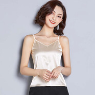 瑤益 吊帶背心女2025夏季新品外穿純色亮面百搭V領(lǐng)小背心內(nèi)搭無(wú)袖上衣 杏色 M