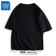 真維斯（JEANSWEST）短袖男款純棉夏季潮牌寬松休閑半袖衣服純色圓領(lǐng)t恤男生體恤上衣 黑色 純色 3XL