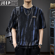 JEEP SPIRIT美式復古水墨印花短袖T恤男夏季涼感寬松百搭休閑速干半袖T恤潮 圖片色 M