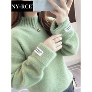 NY-RCENYRCE毛衣女2025冬季新款高品質(zhì)高領(lǐng)加厚寬松款秋冬短款潮流百搭 果綠半高領(lǐng)保暖加厚
