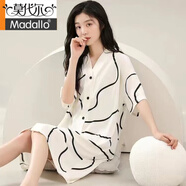 莫代爾睡裙女夏季中長款純色棉質(zhì)薄款襯衫式大碼睡衣女士連衣裙家居服 23055 XL 建議120-140斤