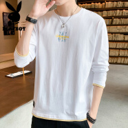 花花公子（PLAYBOY）長袖t恤男春秋季男士潮流打底衫男純色棉質上衣服韓版休閑男裝