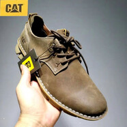 卡特（CAT）男鞋2023春夏新款頭層牛皮/織物休閑鞋 卡其色 單層 39