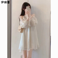 伊琦蕾（YIQILEI）夏季法式掛脖露肩連衣裙2025新款寬松設計感長袖短裙裙子 主圖色 S