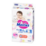 花王花王（Merries）日本進口尿褲新生兒嬰幼兒尿不濕拉拉褲初生透氣 花王M56紙尿褲1包