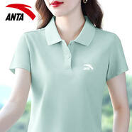 安踏polo衫短袖t恤女夏季寬松透氣薄款翻領(lǐng)體恤大碼工作服冰絲速干衣 8113-7牛津綠（男女同款） S 165