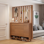 智新木王實(shí)木框鞋柜掛衣架一體衣帽架家用門(mén)口玄關(guān)柜室內新中式入戶(hù)隔斷柜