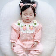 夢(mèng)怡棠嬰兒0-6個(gè)月服裝男女公主風(fēng)爬服卡通連體衣洋氣可愛(ài)外出春秋哈衣 粉色針織雙層連體衣 66cm 建議8-12斤