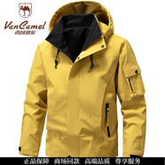 西域駱駝（VANCAMEL）男士三防沖鋒衣外套新款?yuàn)A克男2025春秋季時(shí)尚潮牌連帽工裝帥氣休 姜黃 L