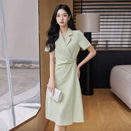 特洛曼夏季職業(yè)連衣裙女高級感西裝裙氣質OL通勤收腰顯瘦上班a字裙
