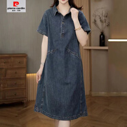 皮爾卡丹（pierre cardin）版型好歐貨薄款牛仔裙大碼遮肉遮胯寬松顯瘦固色裙子2025夏新 品質(zhì)牛仔藍(lán) 【高品質(zhì)送退貨包運(yùn) XL 建議(110-125斤)