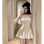 贏鎮(zhèn)小心機(jī)純欲辣妹抹胸短裙子女2025夏裝新款時尚修身收腰氣質(zhì)連衣裙 白色 M