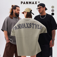 潘·麥克斯（PANMAX）PANMAX潮牌大碼男裝美式純色基礎款后背大字母印花情侶款短袖T恤 綠色 3XL