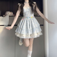 黛瓊日系甜美藍色蓬蓬公主短裙女學(xué)生2025夏季新款收腰顯瘦碎花連衣裙 藍色碎花公主裙[關(guān)注店鋪送小禮 S