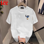 Lee dprre潮牌短袖ins純棉夏季新款男印花T恤男女款百搭學生青年圓領體恤 白色 XL