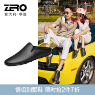 零度Zero零度男女鞋情侶別墅2022春夏新款休閑鞋輕奢鹿皮 黑色 35