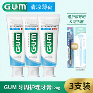 G.U.M日本進(jìn)口GUM牙周護(hù)理牙膏去漬清潔牙齦不適含氟防齲齒蛀牙120g 清涼薄荷 120g*3支