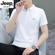 JEEP SPIRIT高端夏季純棉polo.衫翻領(lǐng)短袖t恤男白色休閑衣服有領(lǐng)半袖帶領(lǐng)體恤 P-GW-2238-白色 XL 120-135斤