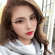 帕娜美菈防輻射近視眼鏡框女韓版潮超輕網(wǎng)紅款平光鏡大臉復(fù)古鏡架成品有度數(shù) 黑金色 【配近視 防輻射 防藍(lán)光】1.67非球面,留言度數(shù)